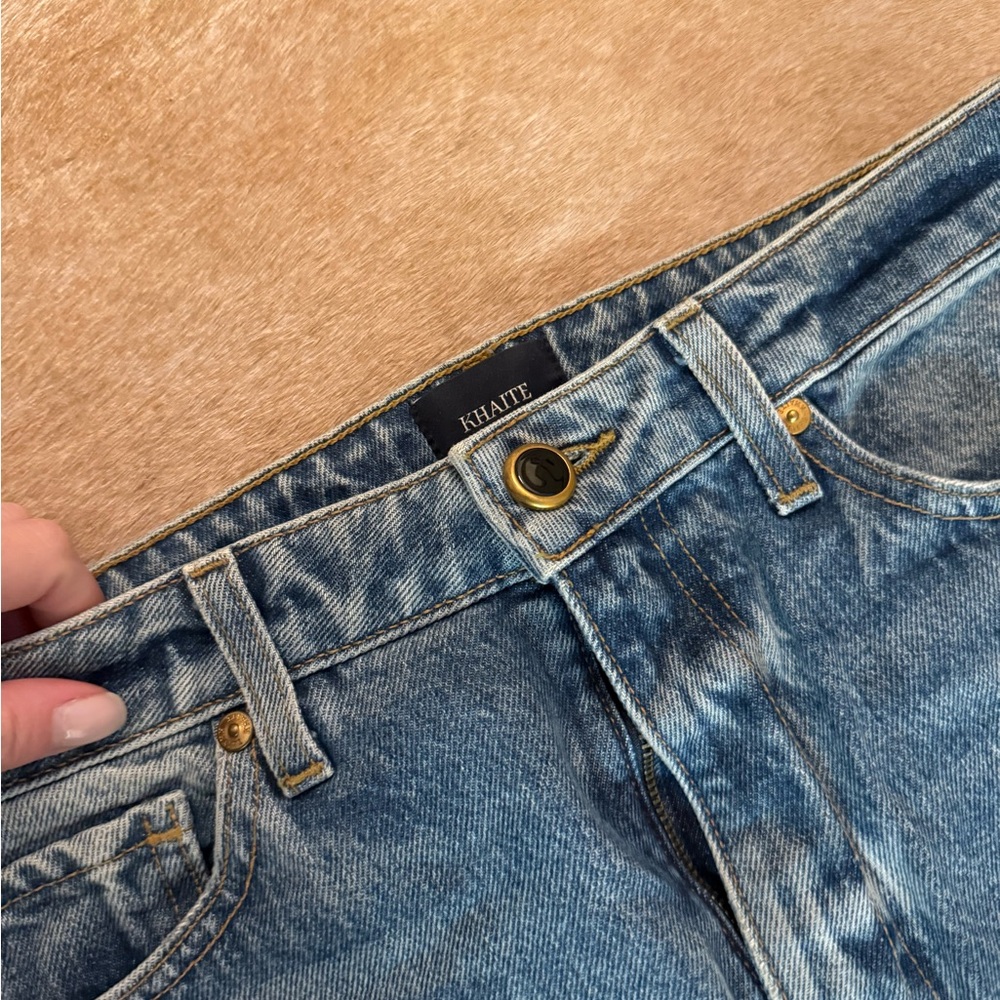 Khaite Layla Cropped Flare Jeans in Blue - Picture 3 of 5